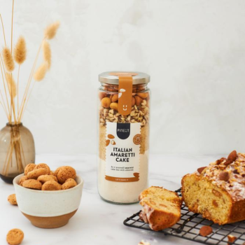 Pineut cake Italian Amaretti in pot
