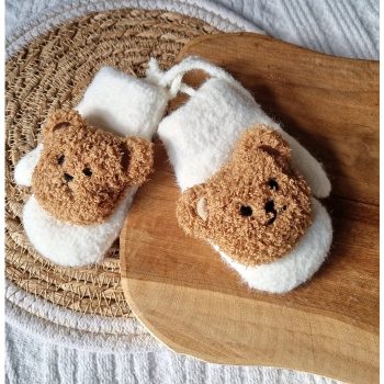 Baby Handschoenen | Wanten Met Teddy Beertje - Beige