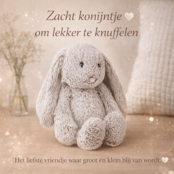 Zacht knuffel konijntje – grijs – 60 cm